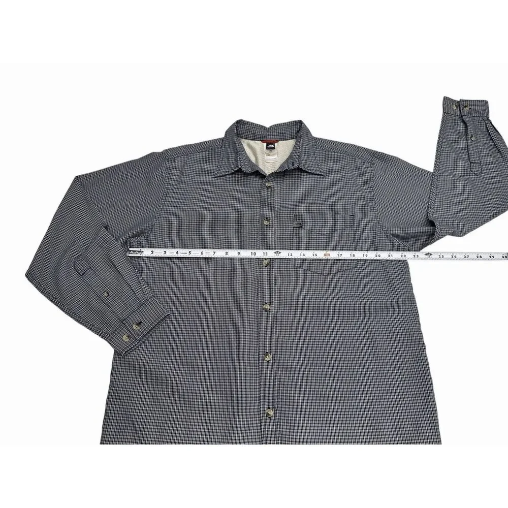 The North Face Button Down Blue Checkered Long Sleeve Outdoor Hiking Size Medium